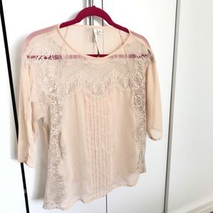 Lauren Conrad sheer 3/4 sleeve shirt